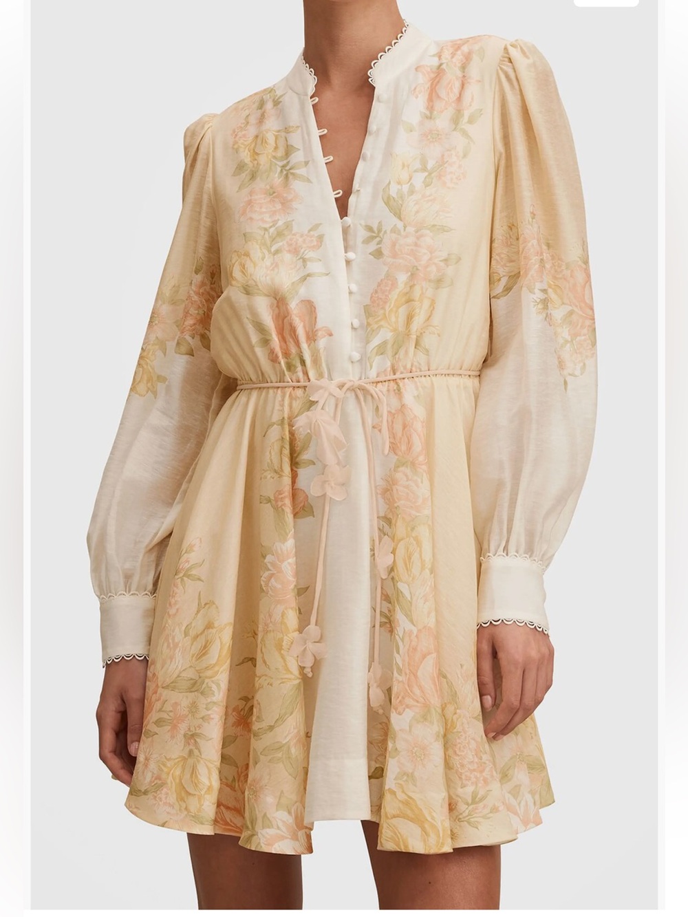 new Ever New Shyla floral long sleeve mini dress in Peach Mercia Floral print